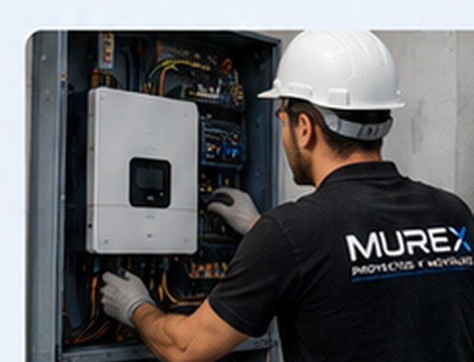Técnico de MUREX trabajando en instalación fotovoltaica
